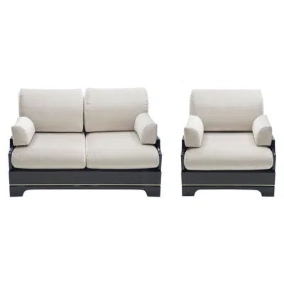 Pre-owned Romeo Rega Midcentury Italian Lacquer Brass Living Room Set By , 1970s In Gray