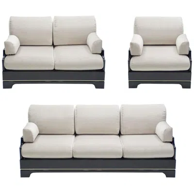 Pre-owned Romeo Rega Midcentury Italian Lacquer Brass Living Room Set By , 1970s In Gray