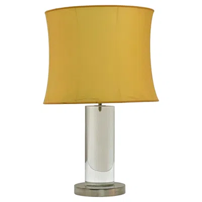 Pre-owned Romeo Rega Midcentury Italian Table Lamp With Lucite Column And Brass Base 1970s In Brown