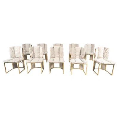 Pre-owned Romeo Rega Mid-century Modern Set Of 10 Chairs By , Italy, 1970s - New Upholstery In Sand