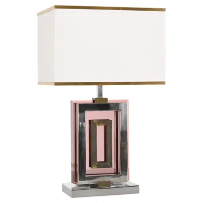 Pre-owned Romeo Rega Midcentury Table Lamp By  In Lucite, Chrome And Brass, Italy 1970s In Transparent