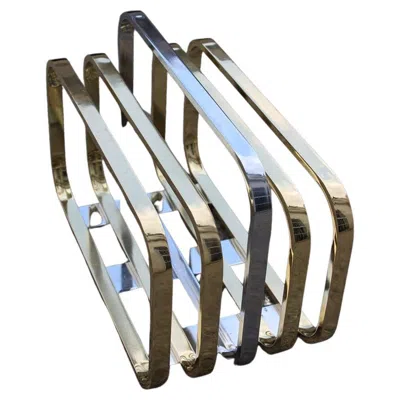 Pre-owned Romeo Rega Minimalist Magazine Rack In Solid Brass Italian Design, 1970s In Gray