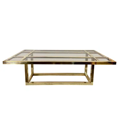 Pre-owned Romeo Rega Mixed-metal W/ Glass Insets Dining Table In Sand