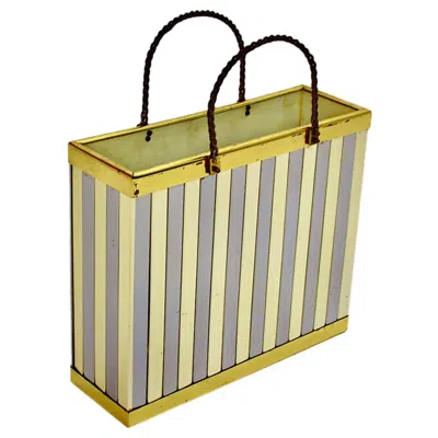 Pre-owned Romeo Rega Modern Vintage Brassed Chromed Metal Vintage Newspaper Magazine Rack 1970s Italy In Sand