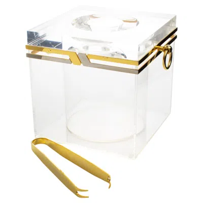 Pre-owned Romeo Rega Modernist Barware Chrome, Brass And Lucite Ice Bucket, Circa 1970 In Sand