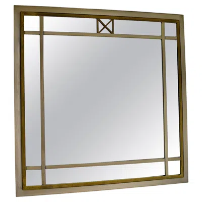 Pre-owned Romeo Rega Modernist Vintage Square Brass Metal Wall Mirror Circa 1970 Italy In Gray