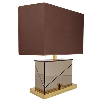 Pre-owned Romeo Rega Original  Table Lamp Made In Brass And Bevelled Smoked Mirror Italy70s In Brown