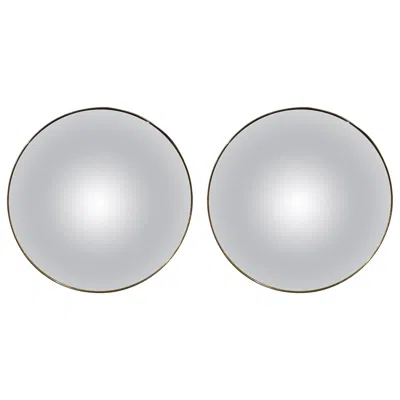 Pre-owned Romeo Rega Pair Of Italian Modern Gio Ponti Inspired Brass Mirrors In Gray