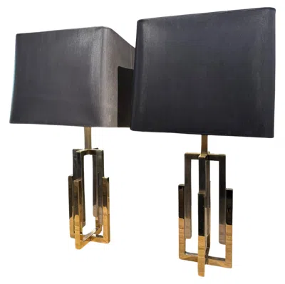 Pre-owned Romeo Rega Pair Of Italian Table Lights Hollywood Regency In Black