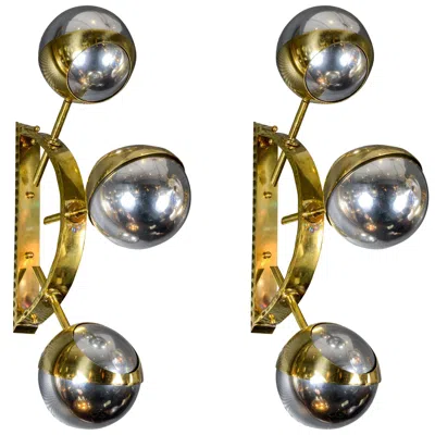 Pre-owned Romeo Rega Pair Of Mercury Glass Sconces In Brown