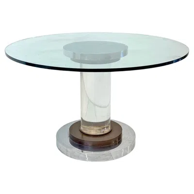 Pre-owned Romeo Rega Polished Stainless, Bronze And Lucite Pedestal Table, , 1970's In Gold
