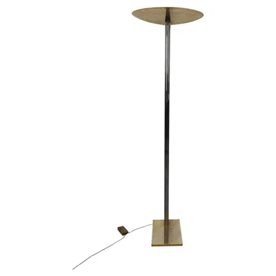 Pre-owned Romeo Rega Postmodern Torchiere Lamp In Chrome And Brass Attr. To , Italy 1970s In Brown