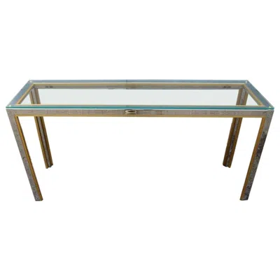 Pre-owned Romeo Rega Rectangular  Minimal Console Brass Gold Metal Silver Italian Design In Gray