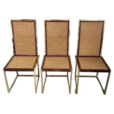 Pre-owned Romeo Rega Set Of 3  High-backed Dining Chairs In Brown