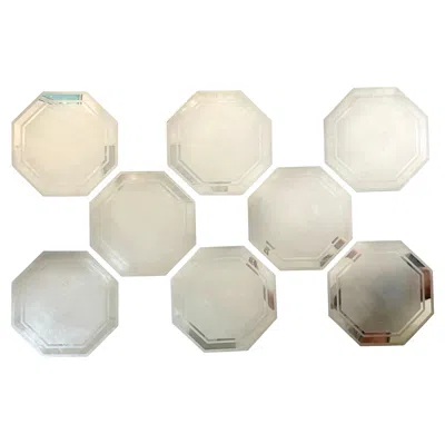 Pre-owned Romeo Rega Set Of 8 Modern Stainless Steel Placemats, 1970s In Sand