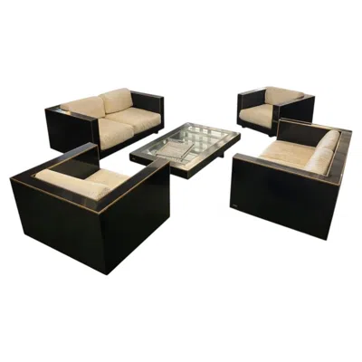 Pre-owned Romeo Rega Set Of Geometric Living Room By , 1970s In Brown