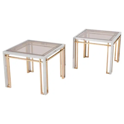 Pre-owned Romeo Rega Side Tables In Chrome, Brass And Glass In Sand