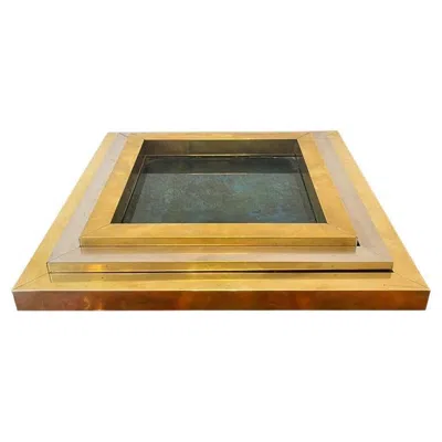 Pre-owned Romeo Rega Signed Brass, Chrome & Decorative Glass Stacking Trays By , 1970s In Brown