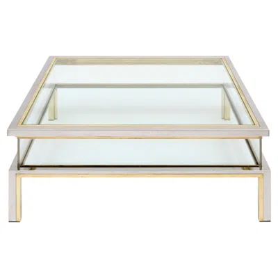 Pre-owned Romeo Rega Signed Coffee Table, Modernist Chrome And Brass, Circa 1960 In Gray