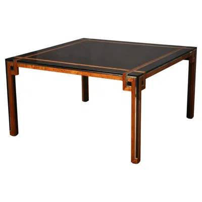 Pre-owned Romeo Rega Square Briar Wood And Chrome Conference Dinning Table, 1970 In Brown