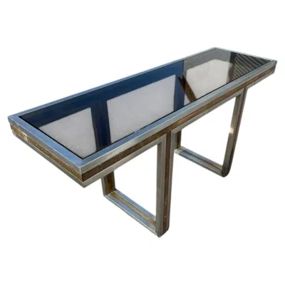 Pre-owned Romeo Rega Steel And Brass Console Table, Italian Neoclassical, 1970 In Gray