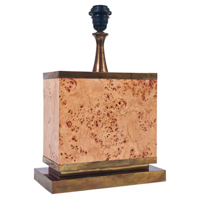Pre-owned Romeo Rega Style Skyscraper Burl Wood Table Lamp, Italy, 1970s In Brown