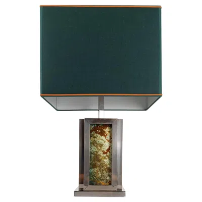 Pre-owned Romeo Rega Table Lamp In Chrome And Lucite Faux Marble Lucite, Italy 1970s In Black