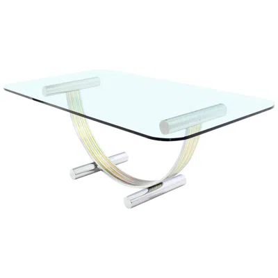 Pre-owned Romeo Rega Thick Glass Top Dining Conference Table In  Style In Gray