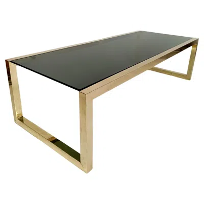 Pre-owned Romeo Rega Very Large Brass Midcentury Coffe Table In The Style Off , Italy, 1970 In Gray