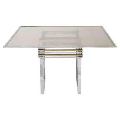 Pre-owned Romeo Rega Vintage Chromed And Brass Table, Italy, Early 1970s In Gray