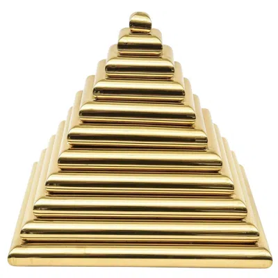 Pre-owned Romeo Rega Vintage  Brass Pyramid Step Box Sculpture, Italy, 1970's In Orange