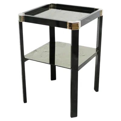 Pre-owned Romeo Rega Vintage Side Table In Metal, Brass And Glass By  In Black