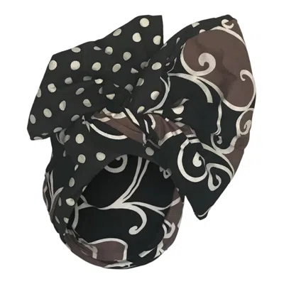 Romer Millinery Women's Black / Brown / White Twisturban Turban Mixed Dots & Vines In Multi