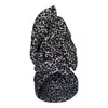 Romer Millinery Women's Black / Grey Twisturban Turban In Leopard Print Flat Finish Cotton Terry Cloth