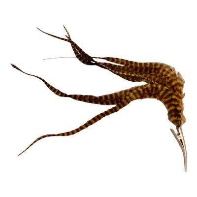 Romer Millinery Women's Black / Neutrals / Silver Feather Clip Ffor Hair, Hats, Turbans, & Lapel Black & Rust In Multi