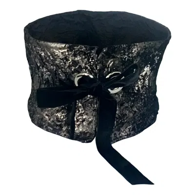 Romer Millinery Women's Black / Silver / Brown Morphy Moldable Soft Corset Belt Metallic Velvet & Silk In Multi