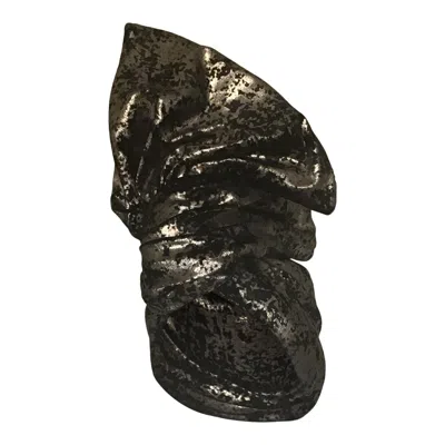 Romer Millinery Women's Black / Silver Twisturban In Black & Gunmetal Metallic "mica" Pattern Velvet Turban
