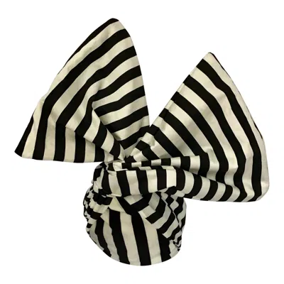 Romer Millinery Women's Black / White Twisturban Turban In Black & White Cabana Stripe In Black/white