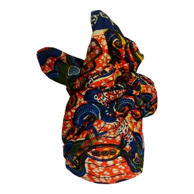 Romer Millinery Women's Blue / Gold / Orange Twisturban Turban In Multi Color Batik