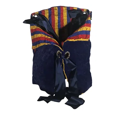 Romer Millinery Women's Blue / Gold / Red Morphy Moldable Vest In Blue Velvet & Silk Twill