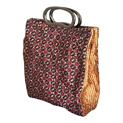 Romer Millinery Women's Blue / Gold / Red Morphy Silk Tie Moldable Small Handle Bag One Of A Kind!