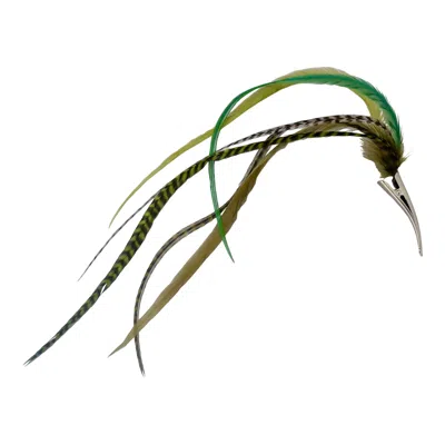 Romer Millinery Women's Blue / Green Feather Clip For Hair, Hats, Turbans, Lapel Green & Blue In Multi