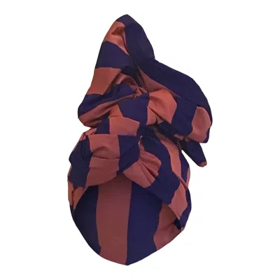 Romer Millinery Women's Blue / Red Twisturban Turban In Royal & Fuschia Bold Stripe In Multi