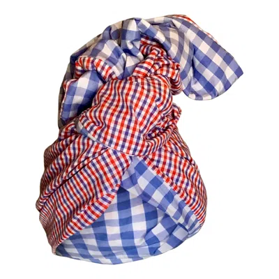 Romer Millinery Women's Blue / White / Red Twisturban Turban In Red White & Baby Blue Plaids