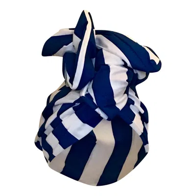 Romer Millinery Women's Blue / White Twisturban Turban In Blue & White Cabana Stripe