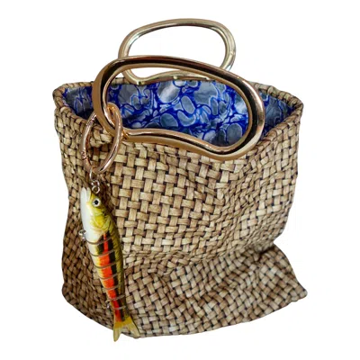 Romer Millinery Women's Brown / Gold Morphy Moldable Mini Fishing Panier Clutch Yellow Gar In Multi