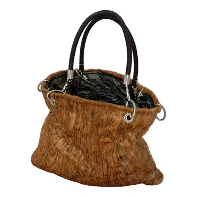 Romer Millinery Women's Brown / Grey / Black Morphy Moldable Wood Grain Velour Multi Handle Bag