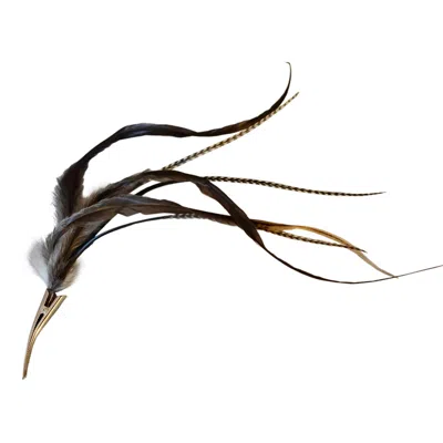 Romer Millinery Women's Brown / Neutrals / Grey Feather Clip For Hair, Hats, Turbans, Lapel Neutrals In Multi