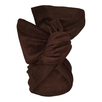 Romer Millinery Women's Brown Twisturban Turban In Chocolate Vegan Suede
