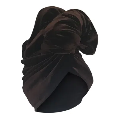 Romer Millinery Women's Brown Twisturban Turban In Chocolate Velvet